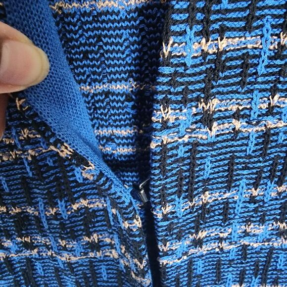 Misook Knit Jacket Women's Medium Blue Chain Trimed Pocket Tweed Stretch Acrylic - Picture 7 of 11